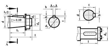 Размеры входного конического и выходного цилиндрического валов