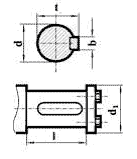 Размеры цилиндрического выходного валов редуктора РМ1000