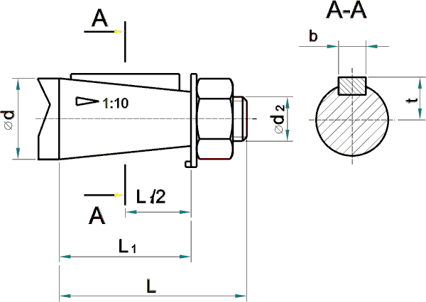 Размеры конических валав мотор-редуктора 1МЦ2У-200
