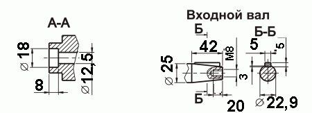Размеры конического входного вала редуктора 2Ч-80