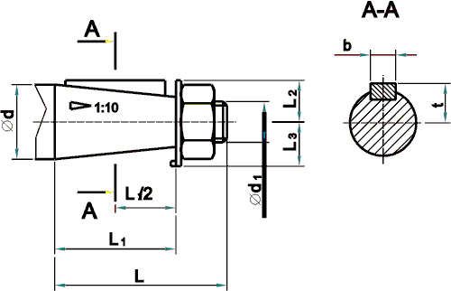 Размеры конического вала редуктора Ч-100