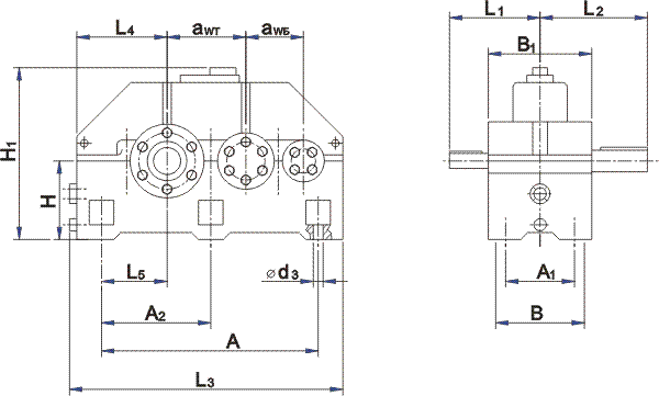 Габаритные и присоединительные размеры редуктора Ц2Н500