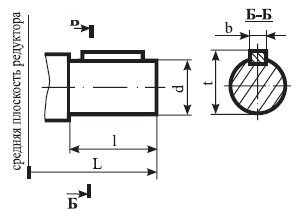 Размеры выходного вала редуктора ВК-475