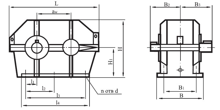 Размеры редуктора Ц-250
