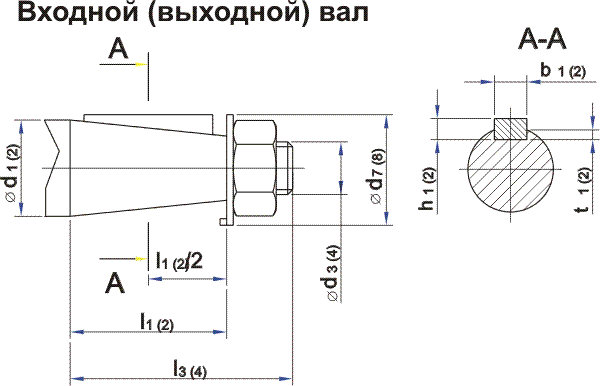  Входной/выходной вал 1Ц3У160