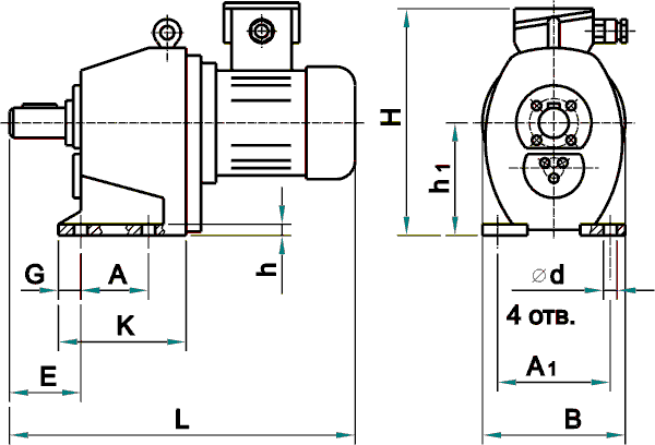 Мотор-редуктор 4МЦ2С 125 на лапах